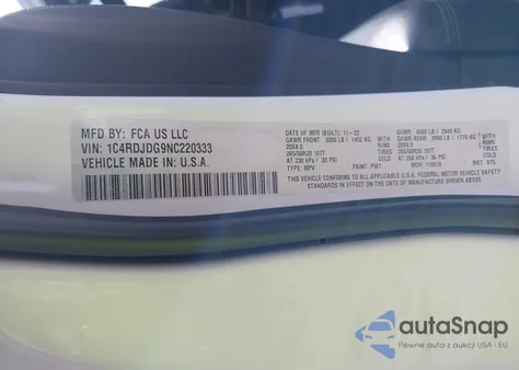 2022 Dodge Durango Gt Plus Awd from USA, damaged, VIN 1C4RDJDG9NC220333